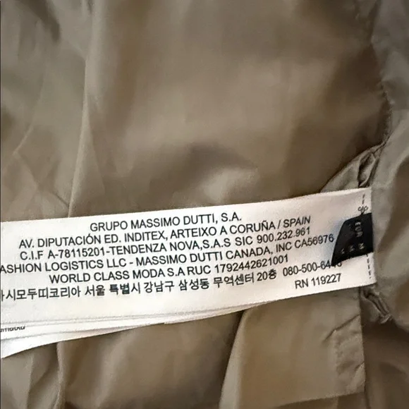 Massimo Dutti Feather down filled puffer jacket brown and tan Med. Like New. - Picture 11 of 16